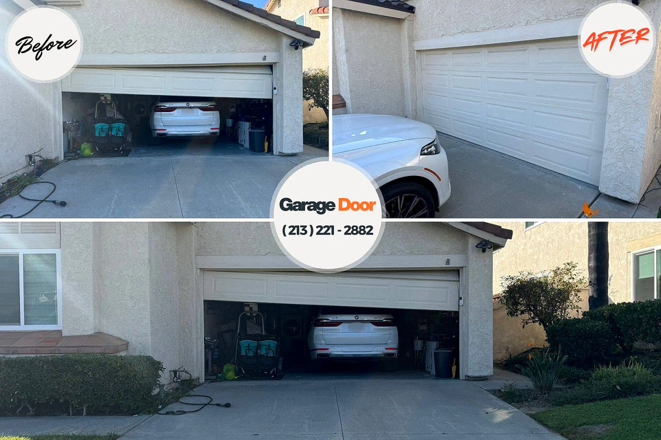 Before and after: garage door repair Plainsboro Center, NJ
